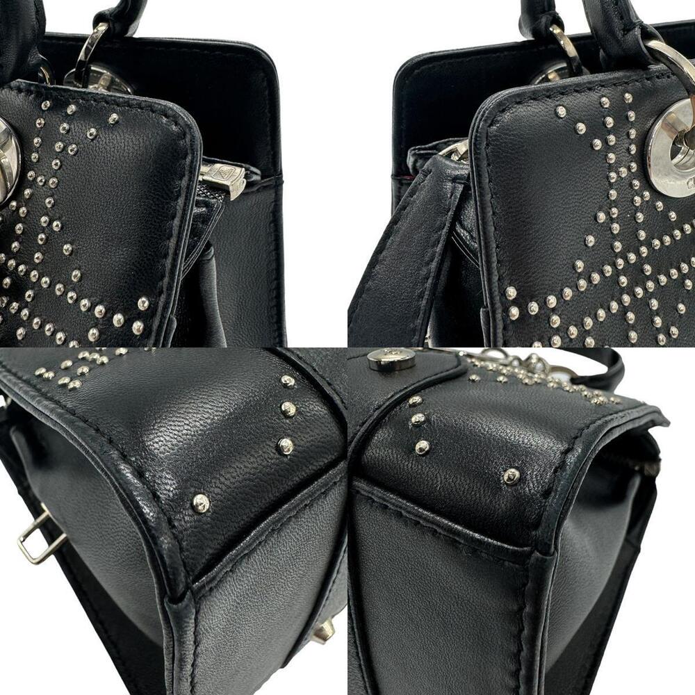 Christian Dior Handbag Leather Black Silver - Picture 3 of 5